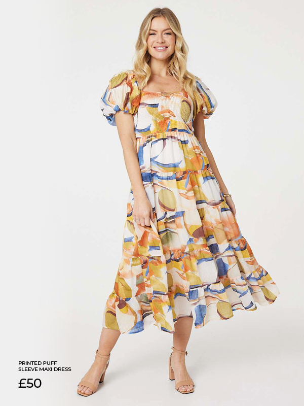 Printed Puff Sleeve Maxi Dress | Shop Now