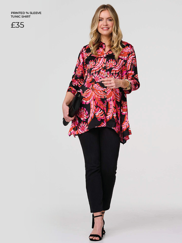 Printed 3/4 Sleeve Tunic Shirt | Shop Now