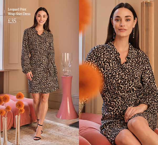 Leopard Print Wrap Shirt Dress | Shop Now