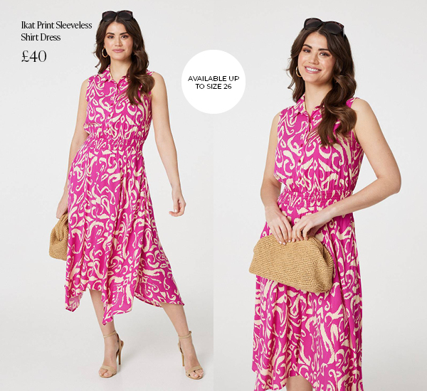 Ikat Print Sleeveless Shirt Dress | Shop Now