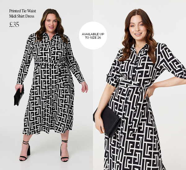 Printed Tie Waist Midi Shirt Dress | Shop Now