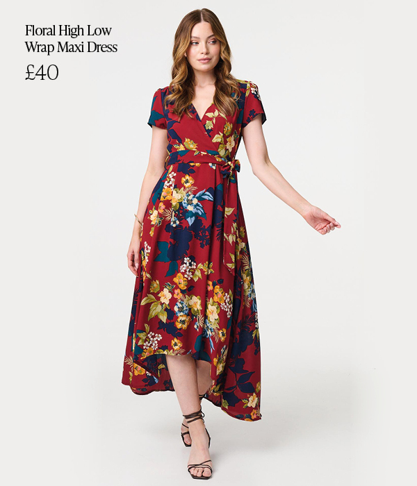 Floral High Low Wrap Maxi Dress | Shop Now