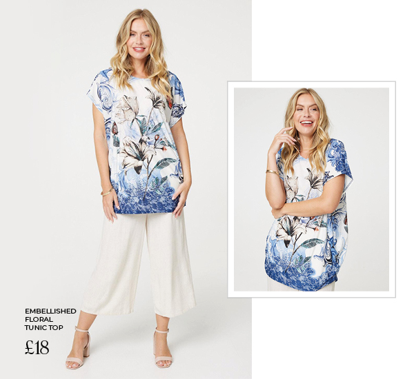 Embellished Floral Tunic Top | Shop Now