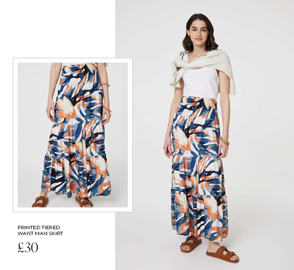 Printed Tiered High Waist Maxi Skirt | Shop Now