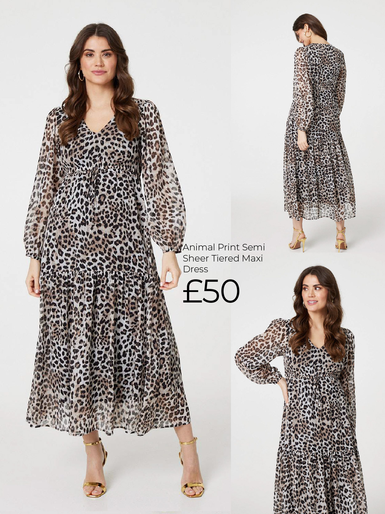 Animal Print Semi Sheer Tiered Maxi Dress | Shop Now