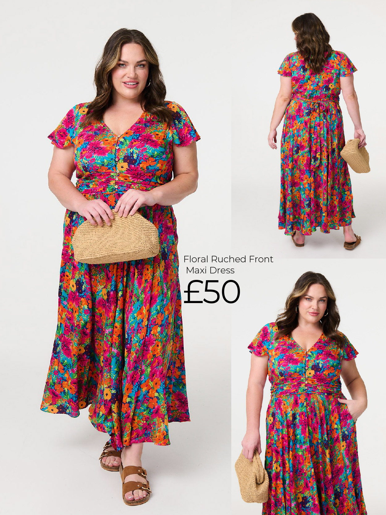 Floral Ruched Front Maxi Dress | Shop Now