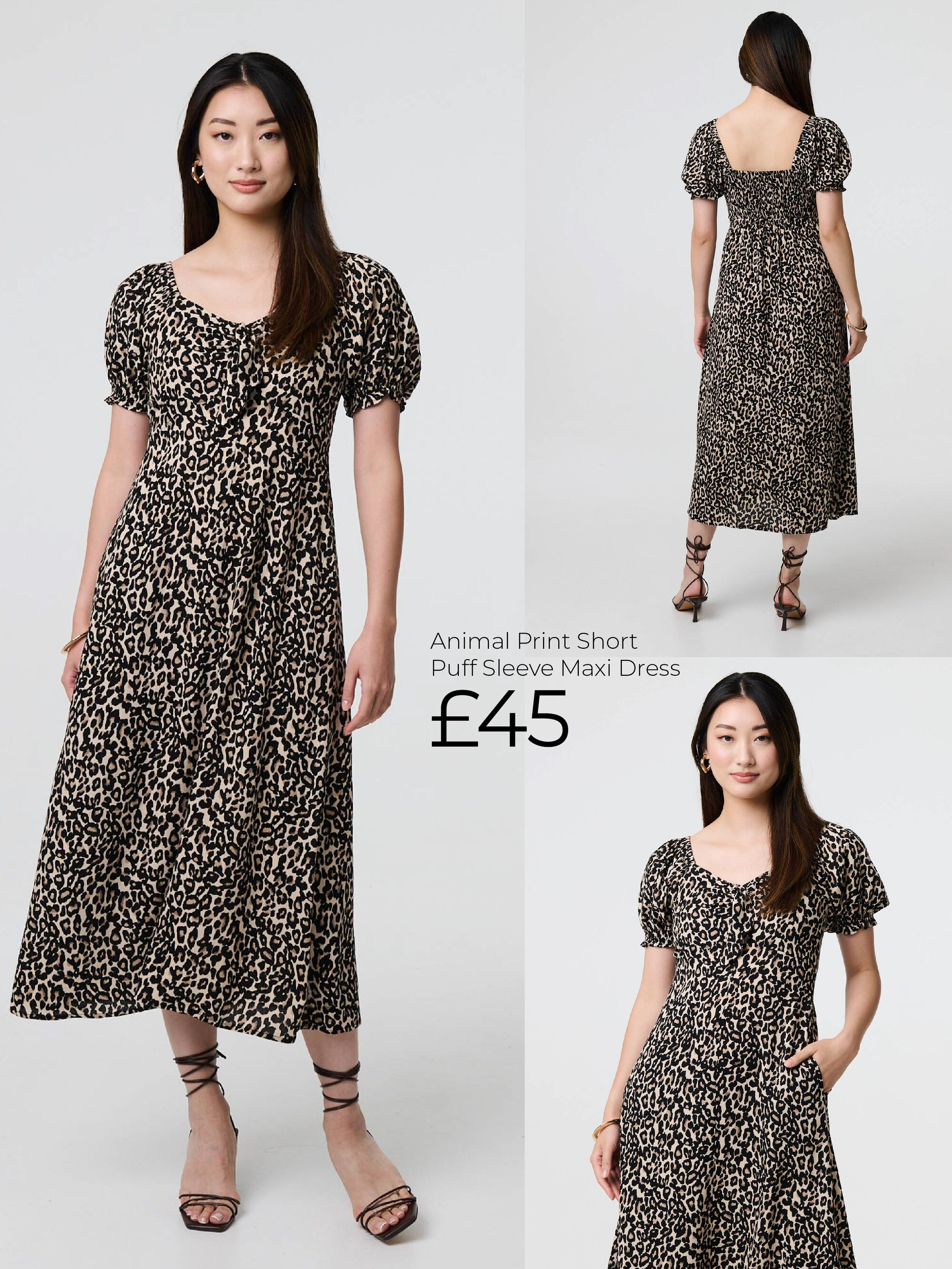 Animal Print Short Puff Sleeve Maxi Dress | Shop Now