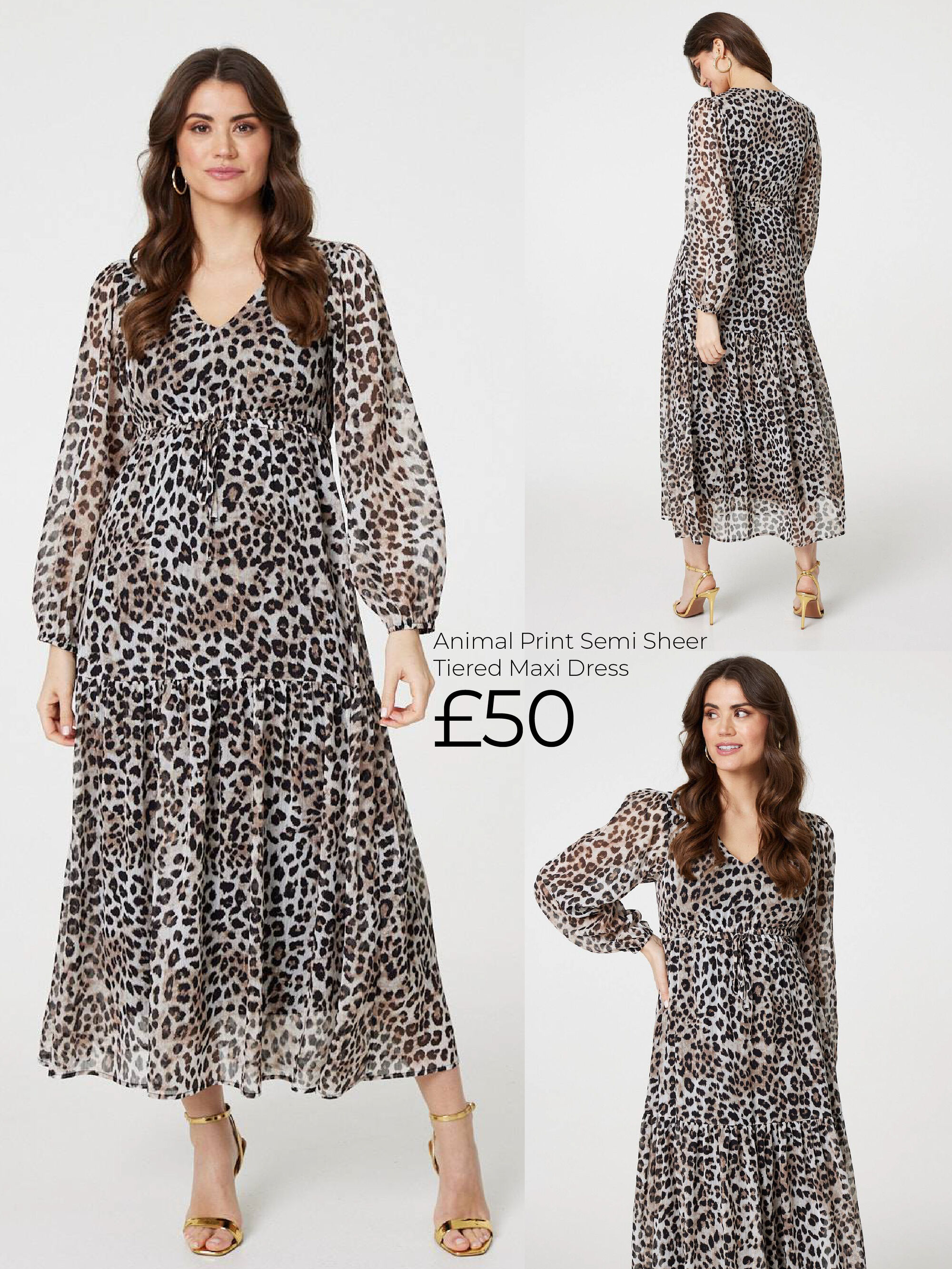 Animal Print Semi Sheer Tiered Maxi Dress | Shop Now