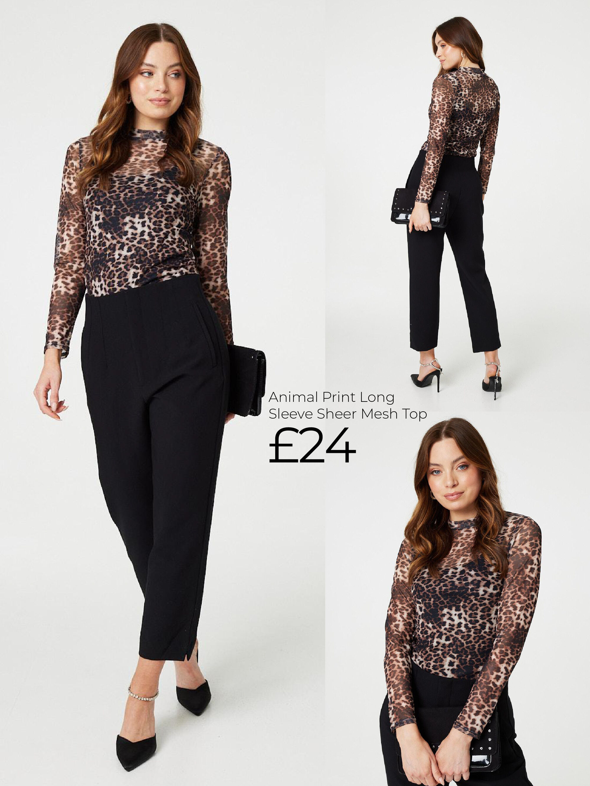 Animal Print Long Sleeve Sheer Mesh Top | Shop Now