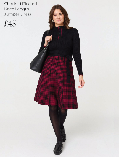 Checked Pleated Knee Length Jumper Dress | Shop Now