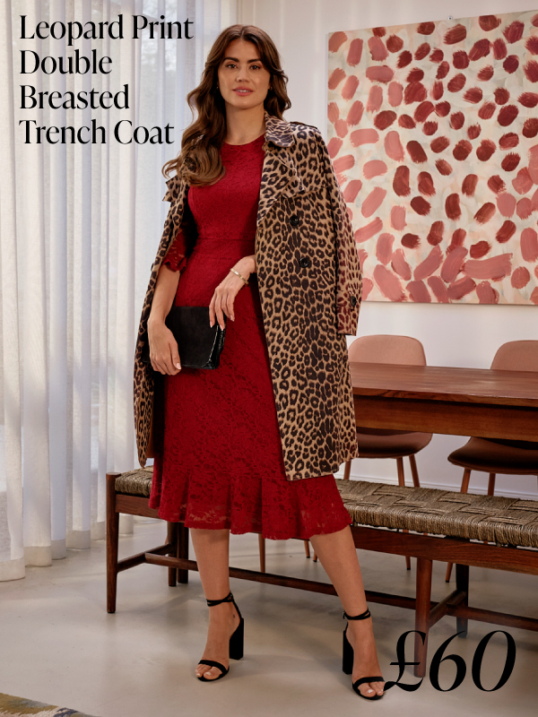 Leopard Print Double Breasted Trench Coat | Shop Now