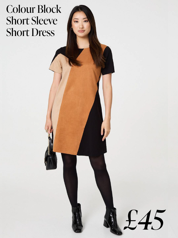 Colour Block Short Sleeve Short Dress | Shop Now