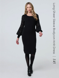 Long Sheer Sleeve Bodycon Knit Dress | Shop Now