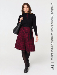 Checked Pleated Knee Length Jumper Dress | Shop Now