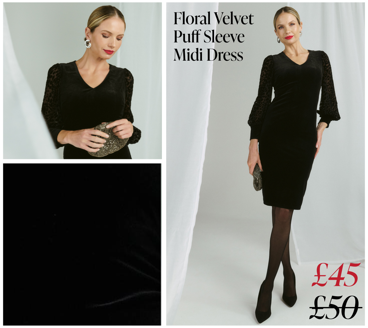 Floral Velvet Puff Sleeve Midi Dress | Shop Now