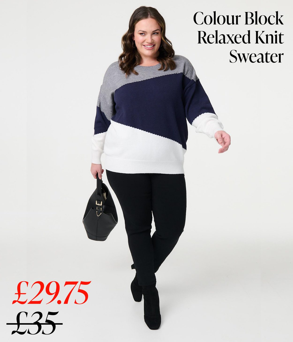 Colour Block Relaxed Knit Sweater | Shop Now