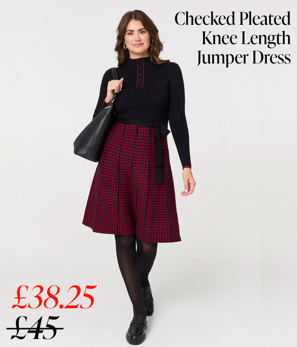 Checked Pleated Knee Length Jumper Dress | Shop Now