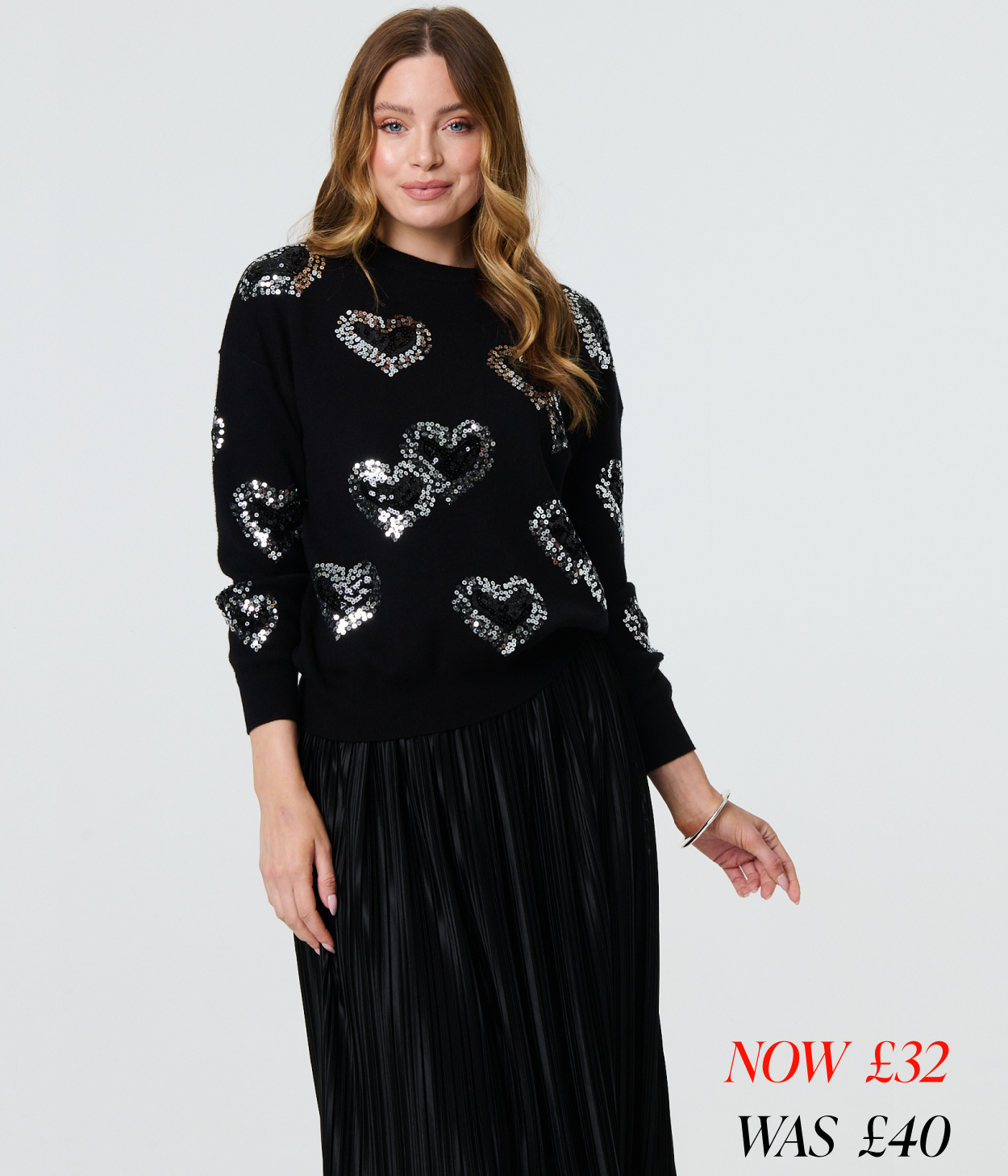 Heart Sequin Embellished Knitted Jumper | Shop Now