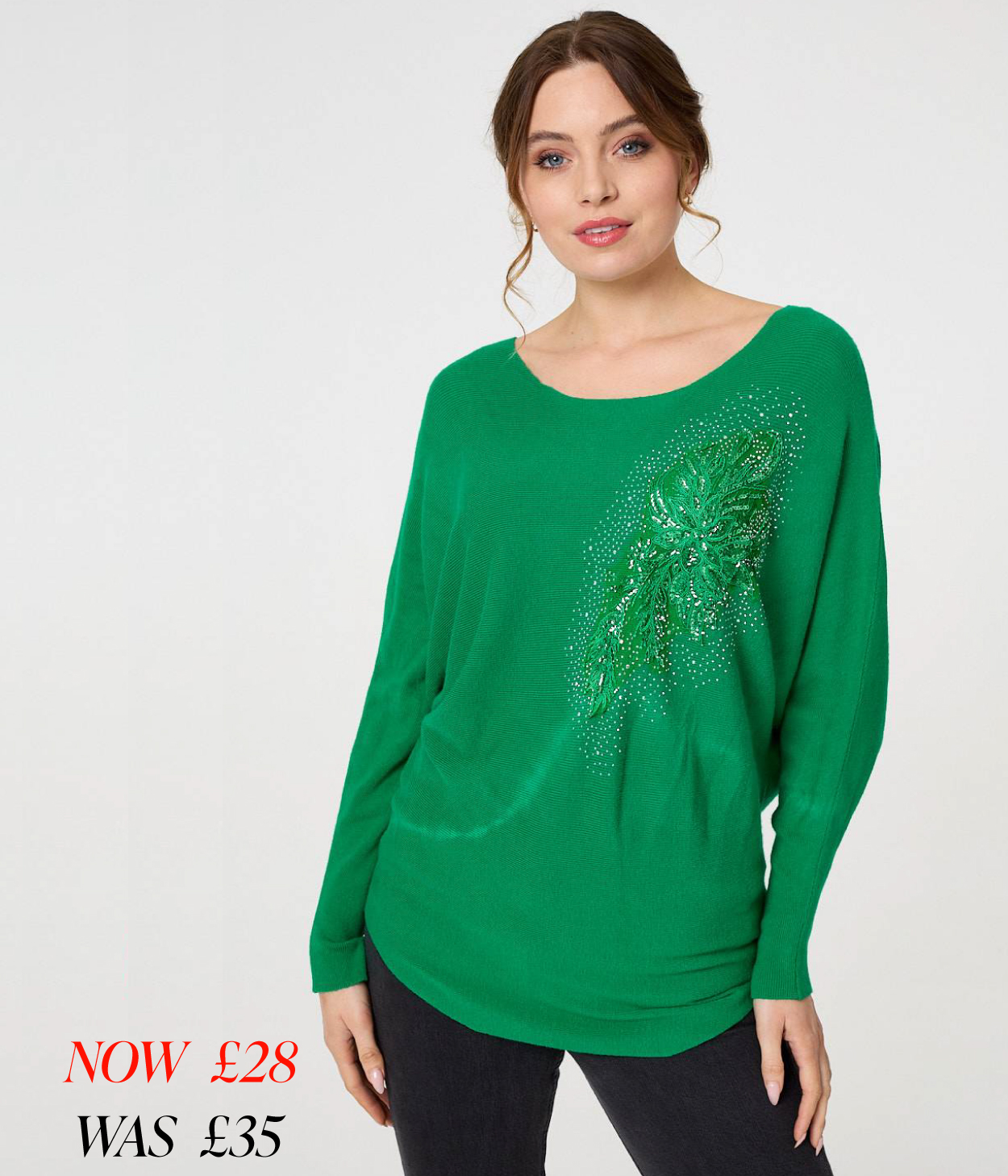 Diamante Embroidered Long Sleeve Top | Shop Now