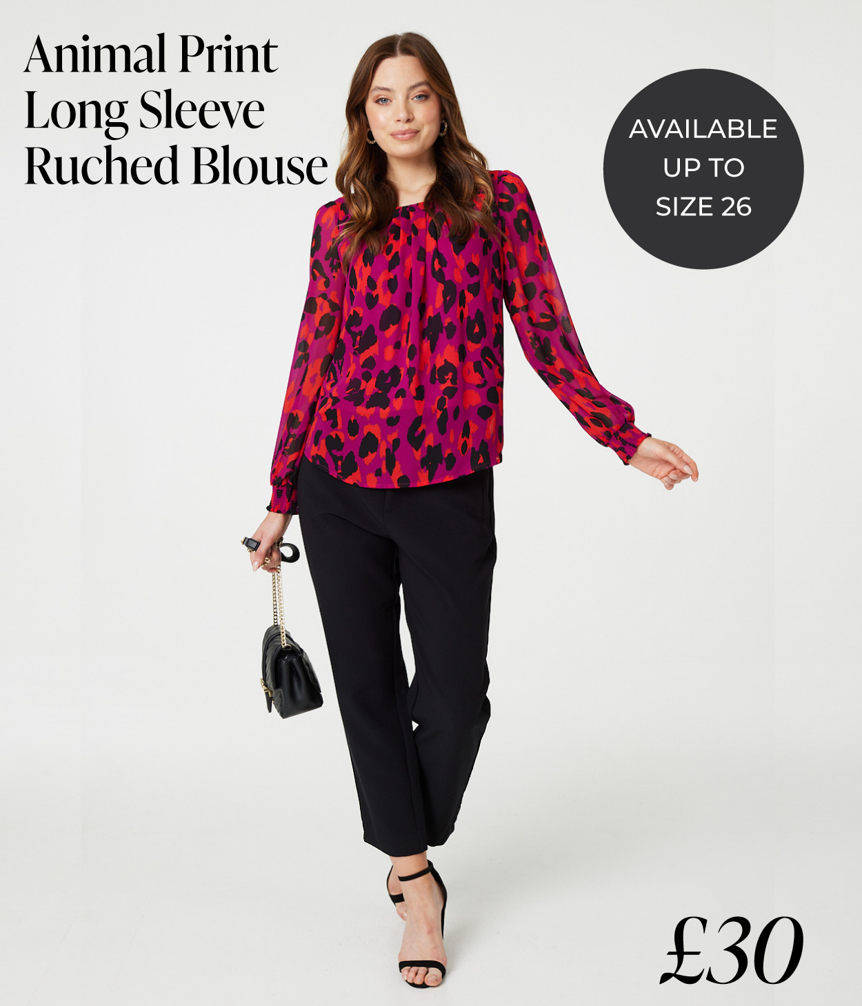 Animal Print Long Sleeve Ruched Blouse | Shop Now