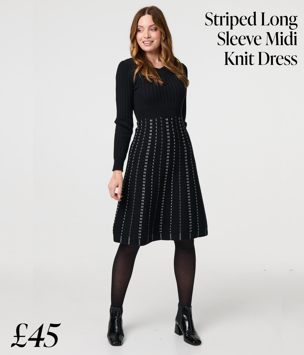 Striped Long Sleeve Midi Knit Dress | Shop Now