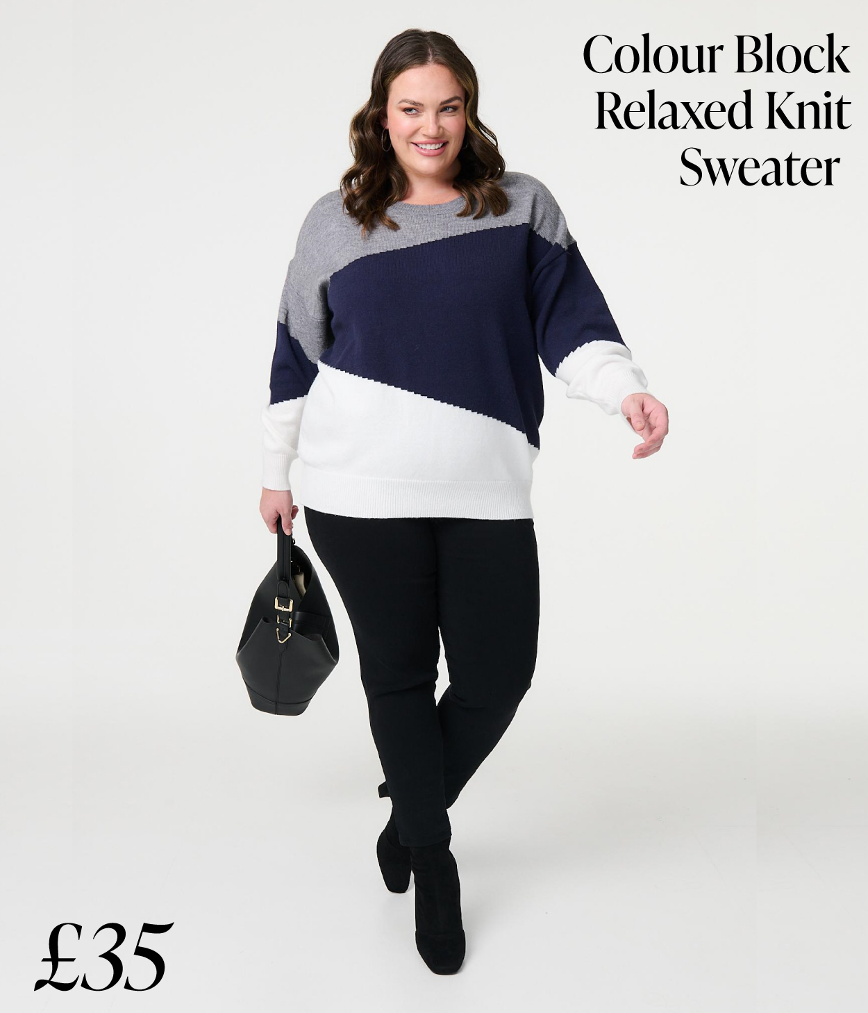 Colour Block Relaxed Knit Sweater | Shop Now