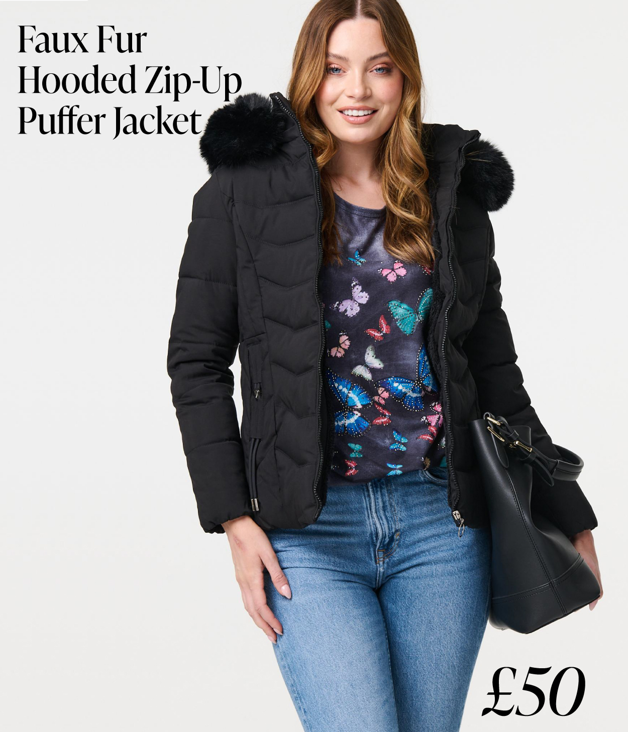 Faux Fur Hooded Zip-Up Puffer Jacket | Shop Now