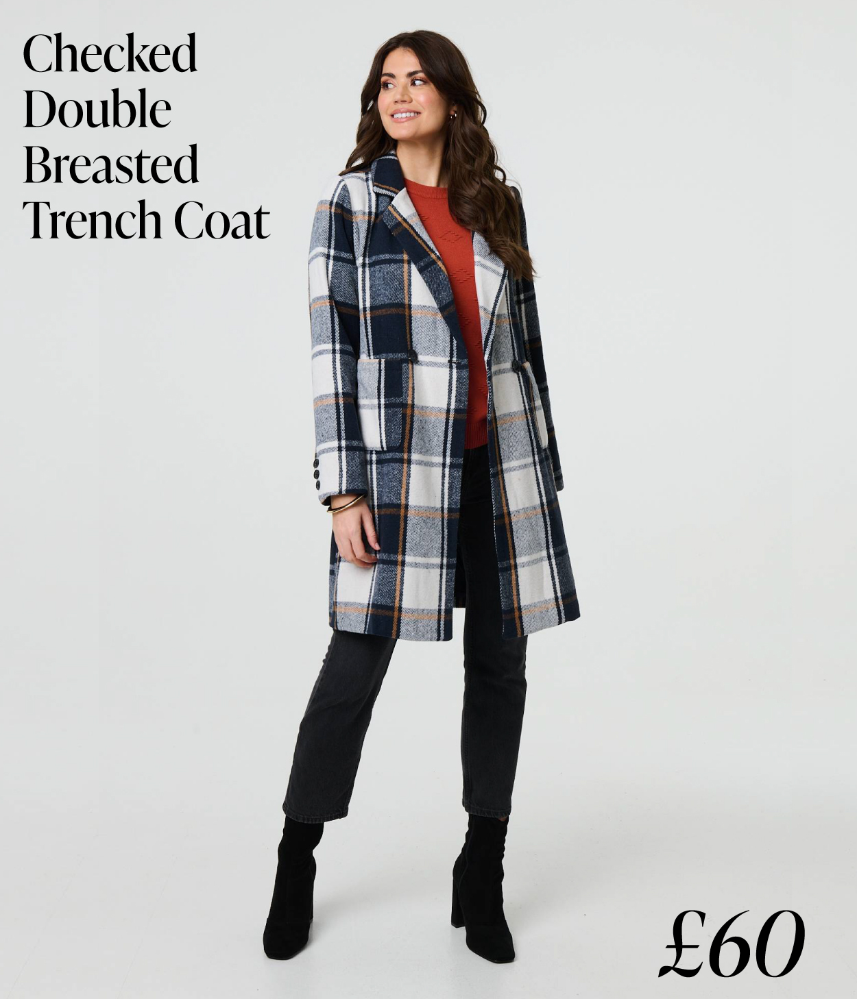 Checked Double Breasted Trench Coat | Shop Now