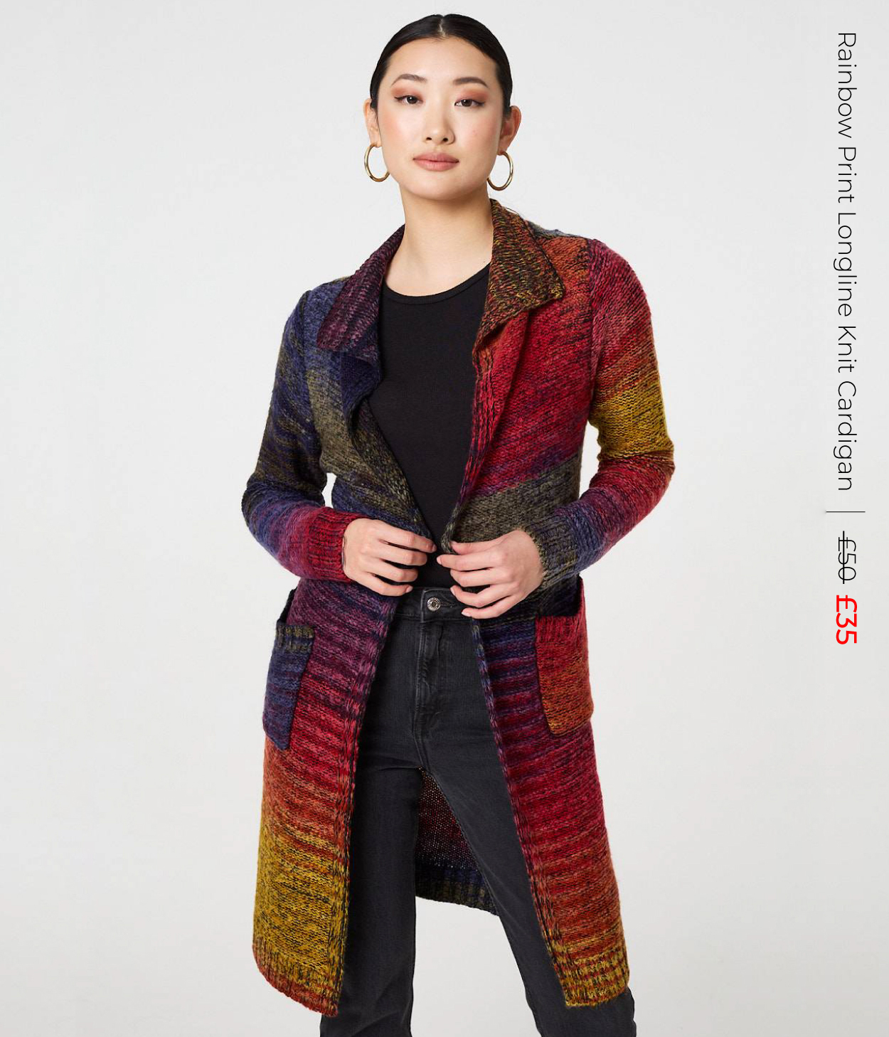 Rainbow Print Longline Knit Cardigan | Shop Now