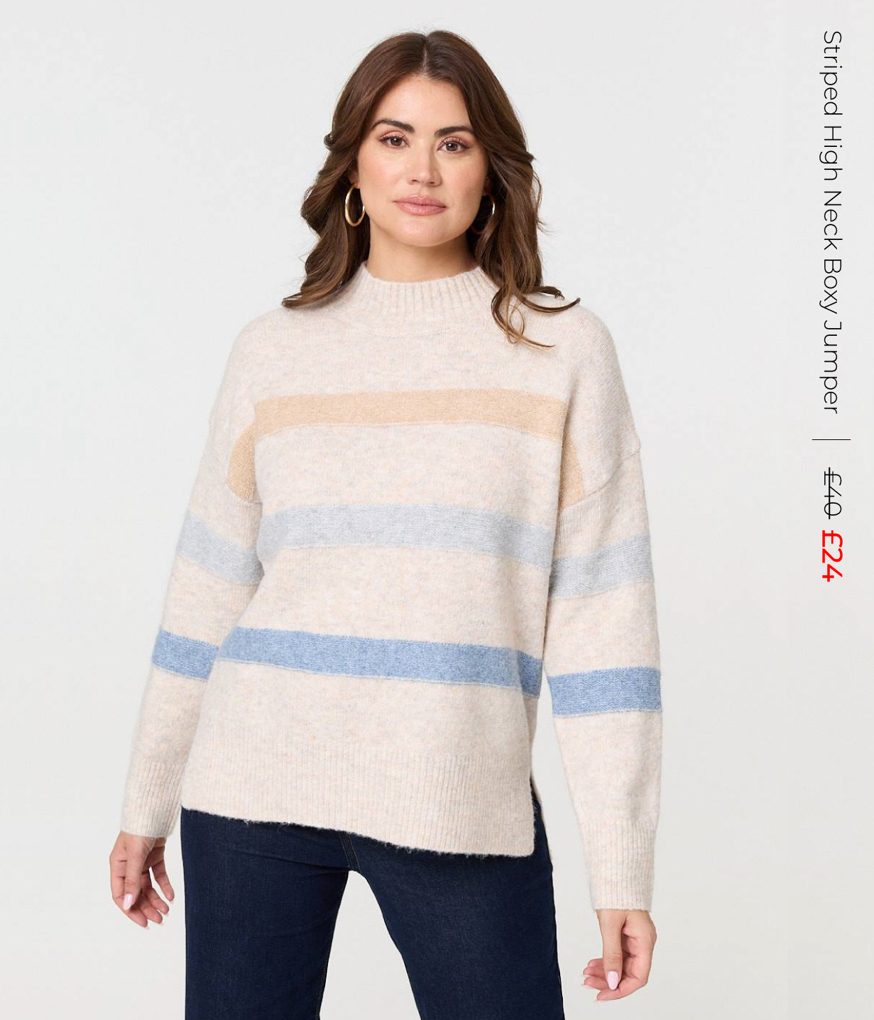 Striped High Neck Boxy Jumper | Shop Now