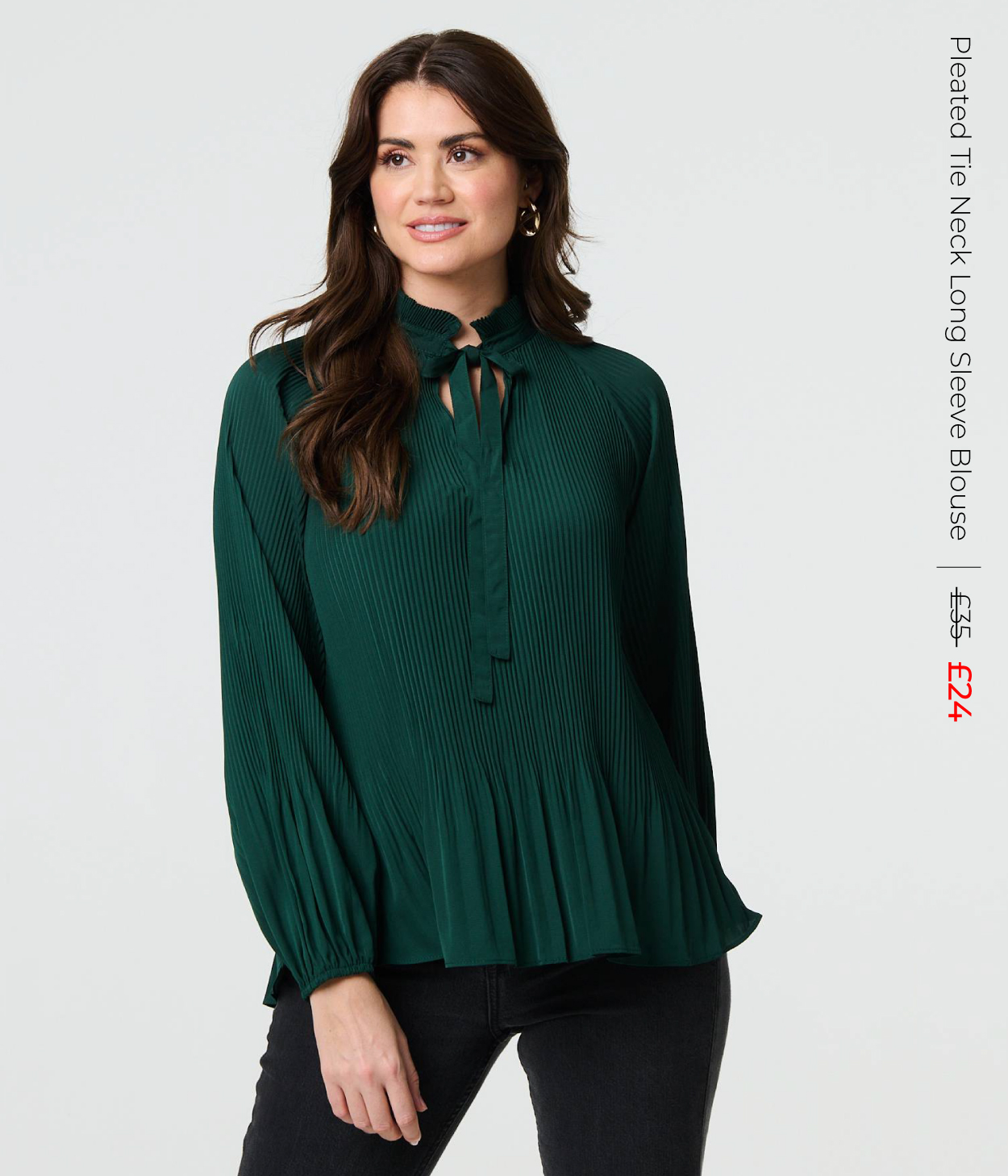 Pleated Tie Neck Long Sleeve Blouse | Shop Now