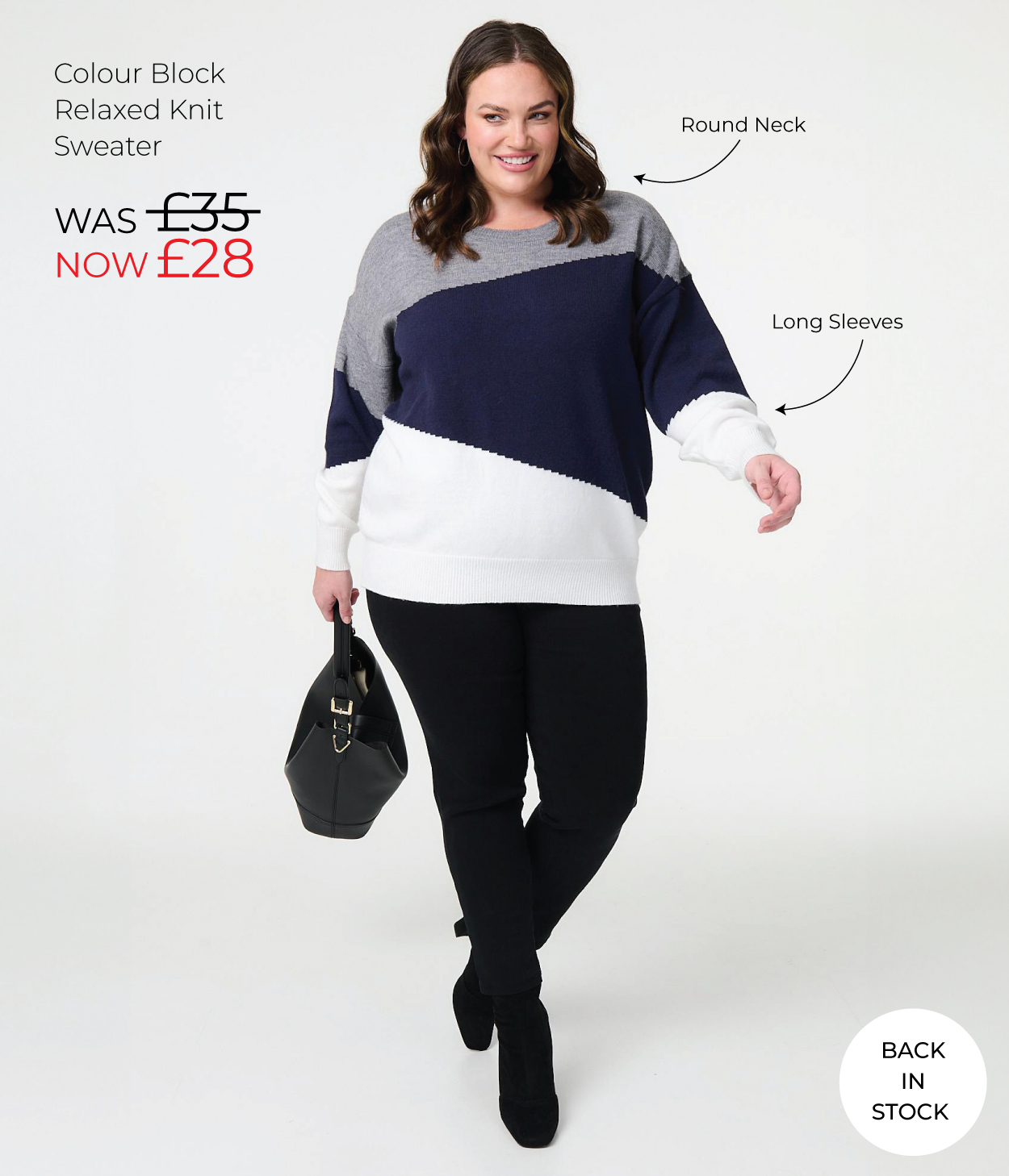 Colour Block Relaxed Knit Sweater | Shop Now