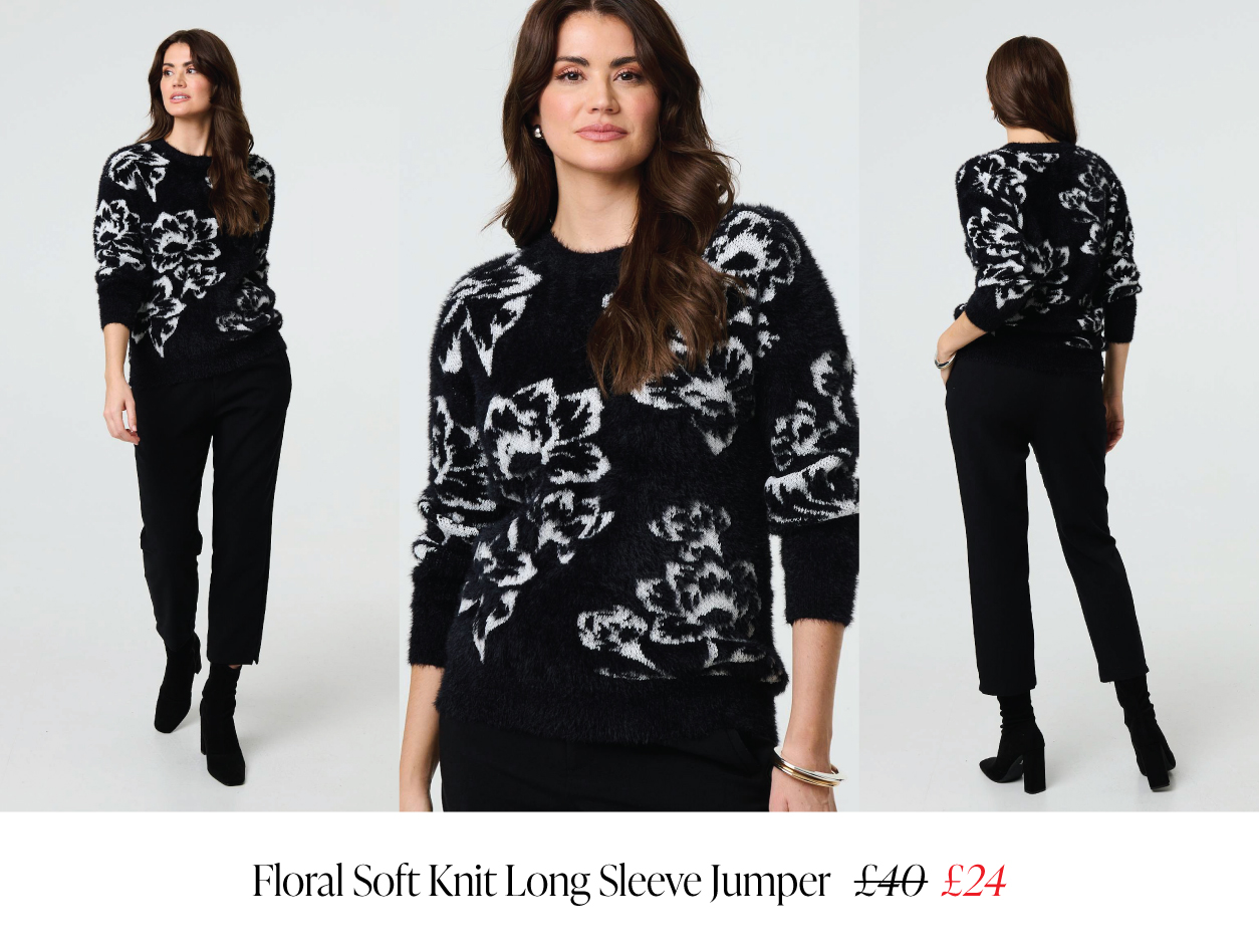 Floral Soft Knit Long Sleeve Jumper | Shop Now