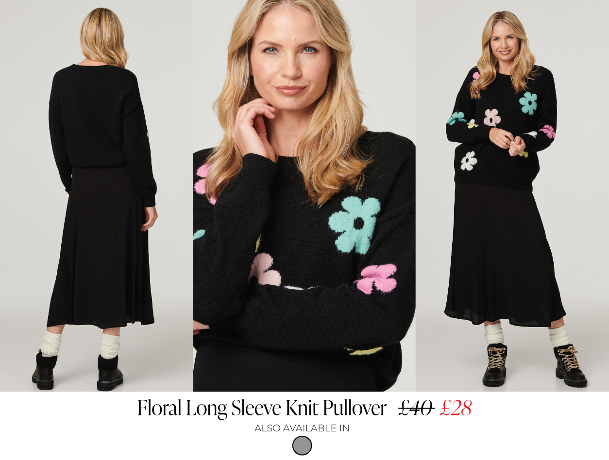 Floral Long Sleeve Knit Pullover | Shop Now